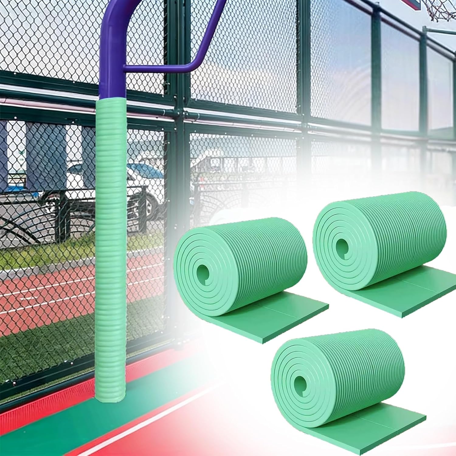 Outdoor Basketball Pole Padding, 1 2 3 4 5 PCS Column Wrap Protection Pad, Soft Sponge Protector Cushioning for Fence Post, Easy to Install & Remove