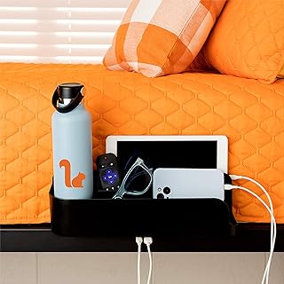 SQUIRREL - The Bedside Perch | USB-C & USB-A Charging Bedside Caddy and Bed Table Tray Organizer | Space-Saving Dorm Room Essentials & Small Space Storage | Made with 100% Recycled Plastic
