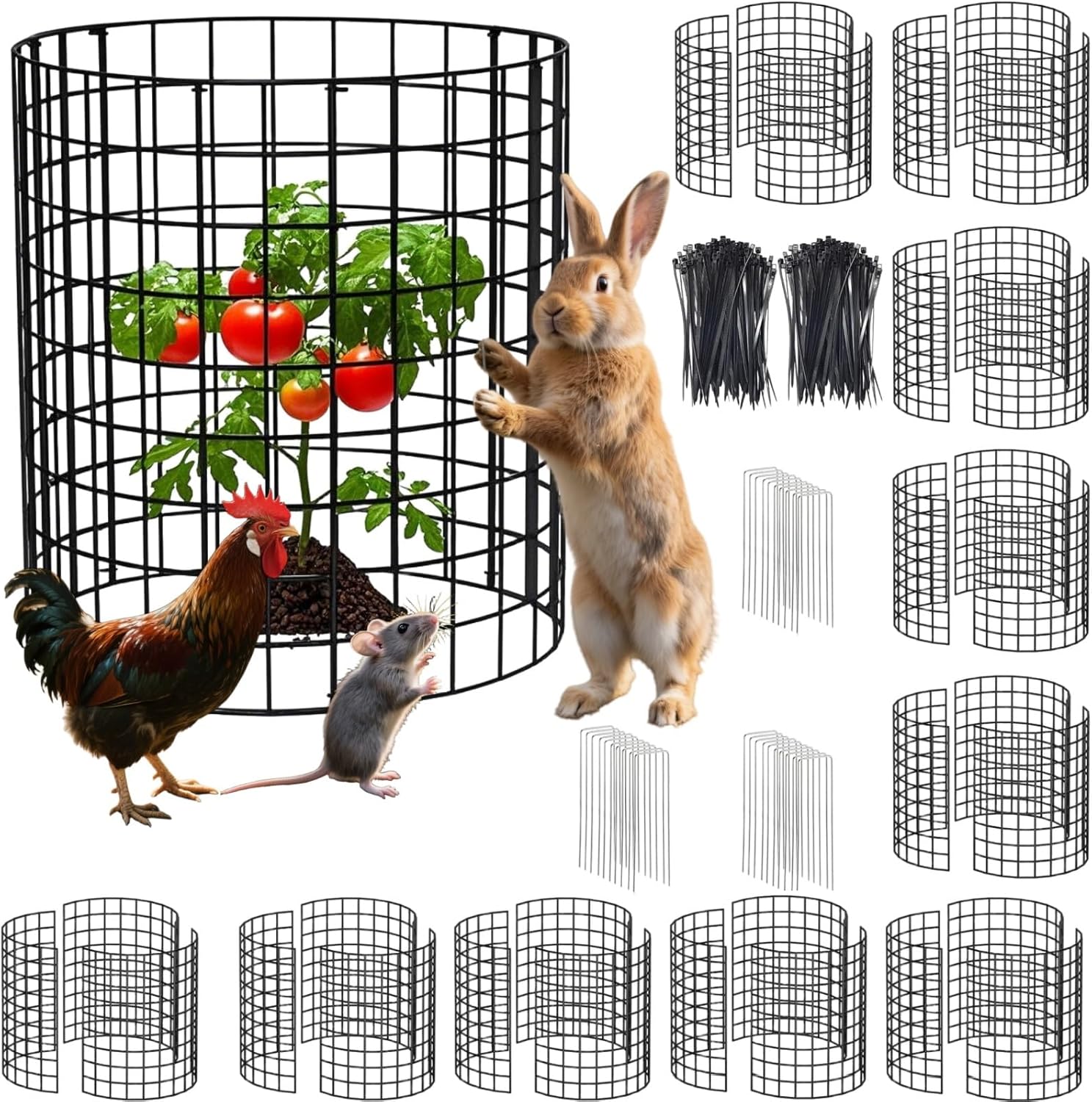 30Pcs Plant Protectors from Animals, 12x12 inch Metal Wire Mesh Plants Cages for Garden, Protection Vegetables Flowers Shrubs, Keep Rabbits, Chickens, Ducks and Other Animals Out