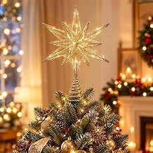 Christmas Tree Topper Lighted, 13'' Large Tree Star Decoration
