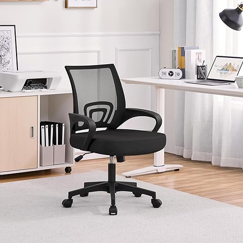 Miniatura 2 de Yaheetech Silla ergonómica de malla para oficina, silla de escritorio para computadora, altura ajustable, silla giratoria ejecutiva con soporte