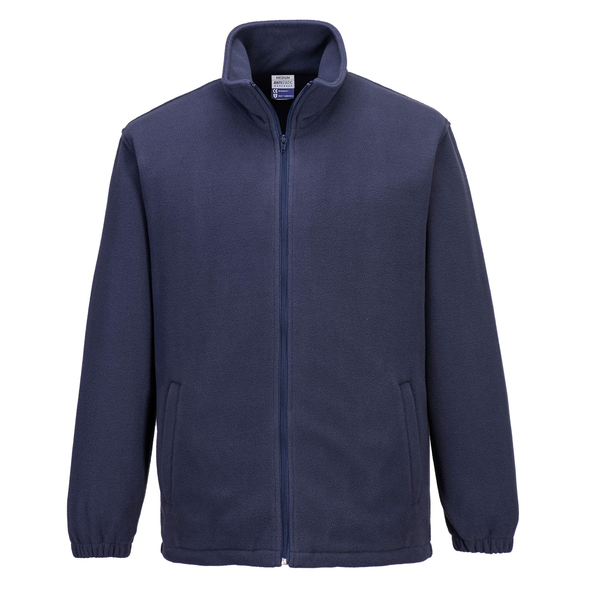 Portwest Men's Navy As26 Anti-Static Esd Fleece Jacket Ce Certified En 61340 Workwear With Zipped Pockets Carbon Fibre Midlayer Polar Fleece 280G, Xs