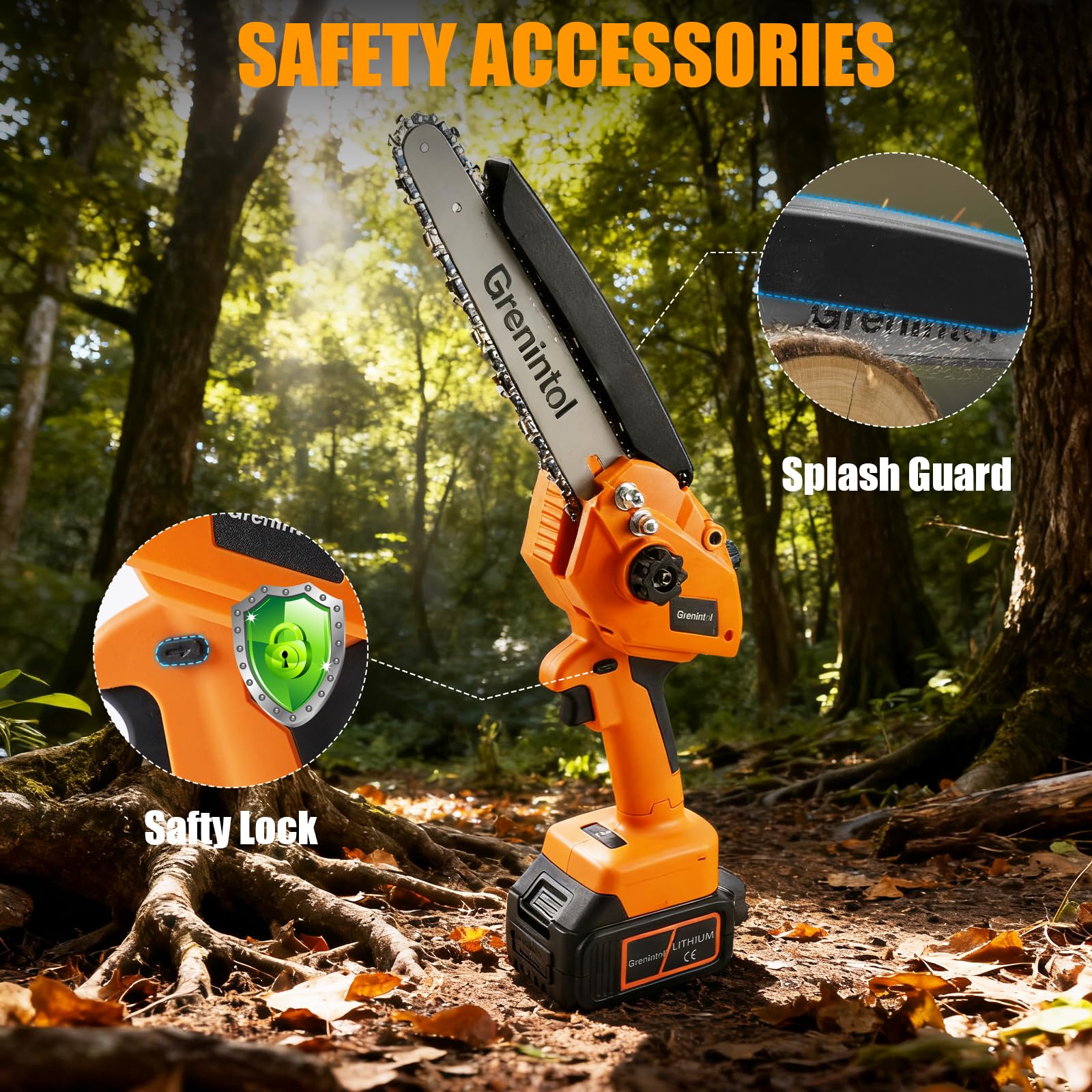 Mini Motosega 8 Pollici, Motosega a Batteria con 2×3000mAh, Motosega Elettrica 1000W Brushless, Sega a Catena a Una Mano, Lubrificazione Automatica, per Potatura, Giardino e Legno