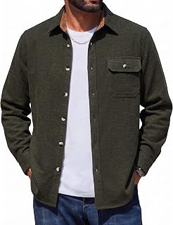 COOFANDY Mens Flannel Shirts Long Sleeve Plaid Button Down Shirt Jacket | Soft Brushed Cotton, Over 10 Oz Flannels, Pen Slot, Single Flap Pocket, Heavyweight Fall Shirts for Work Outdoor Casual Wear