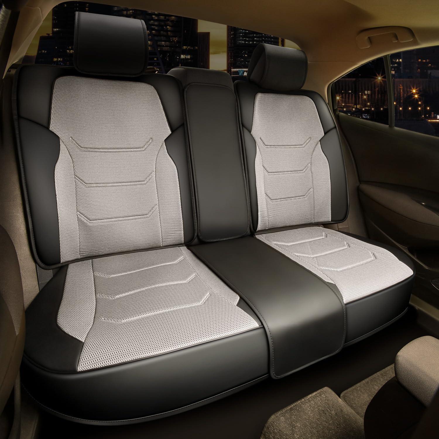 Sport Series Leatherette Full Set Seat Covers Universal for Cars Trucks SUV, Grey, CA-SC-Sport-Full-GY
