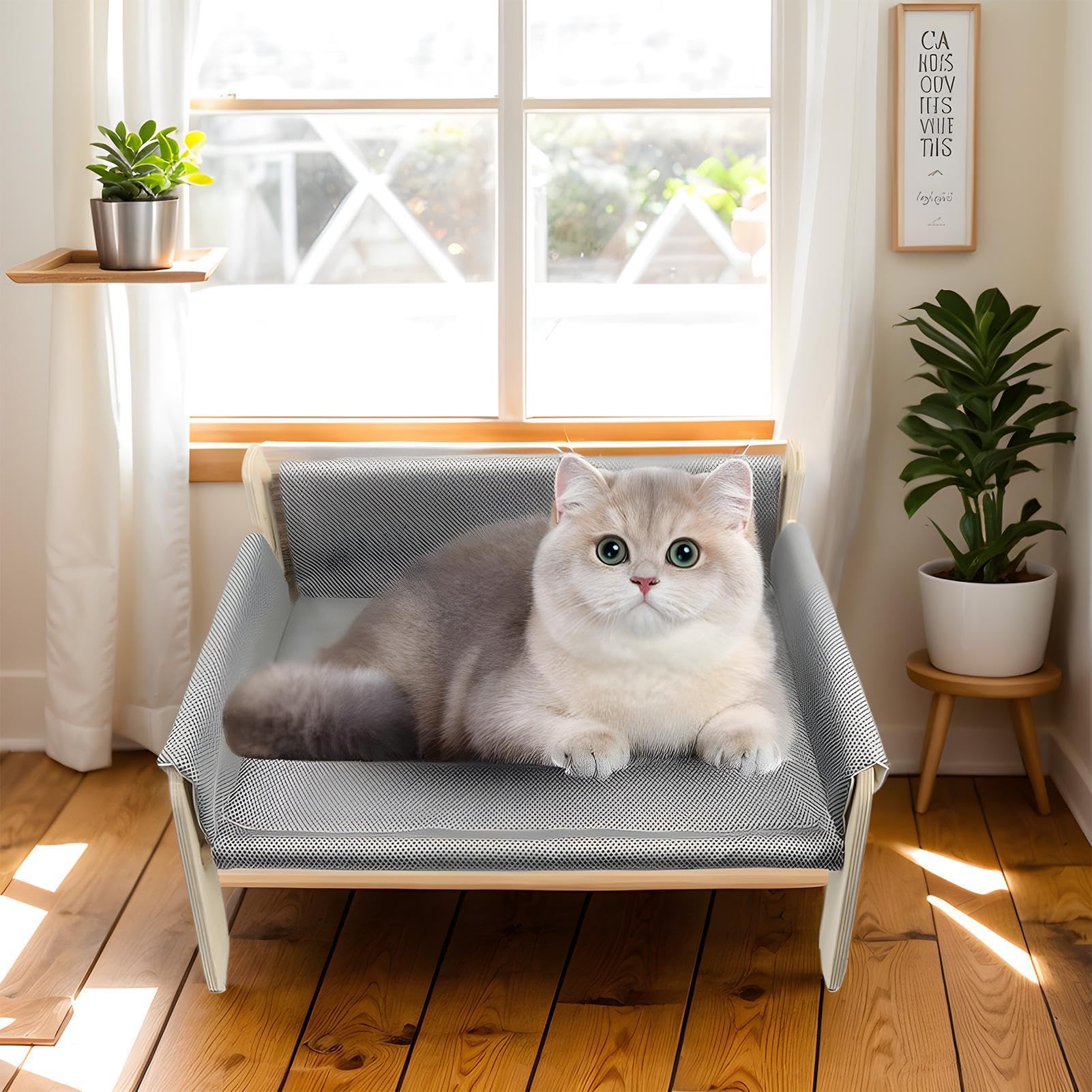 Generisch Cama de sofá para Mascotas, Cama elevada para Perros, Camas para | gatos, de madera natural, hipoalergénicas, sofás y sillas para perros con de sofá extraíble, camas estables para perros