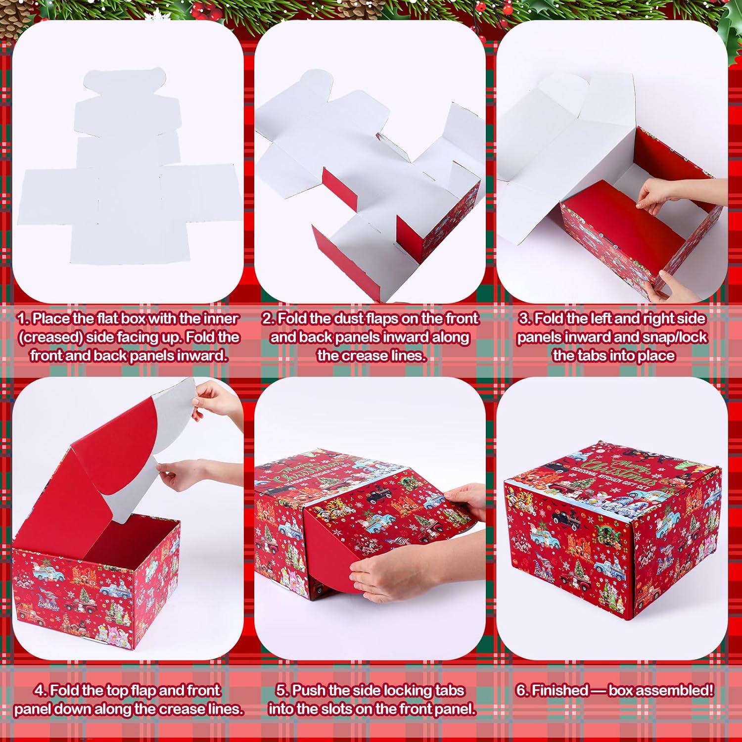 Vesici 24 Pcs Seasonal Kitchen Towels Set with Gift Box for All Holiday Gnome Themed Hand Dish Drying Tea Towels Cute Absorbent Dishcloths Kitchen Decorative Wash Cloths Gift for Home Decor
