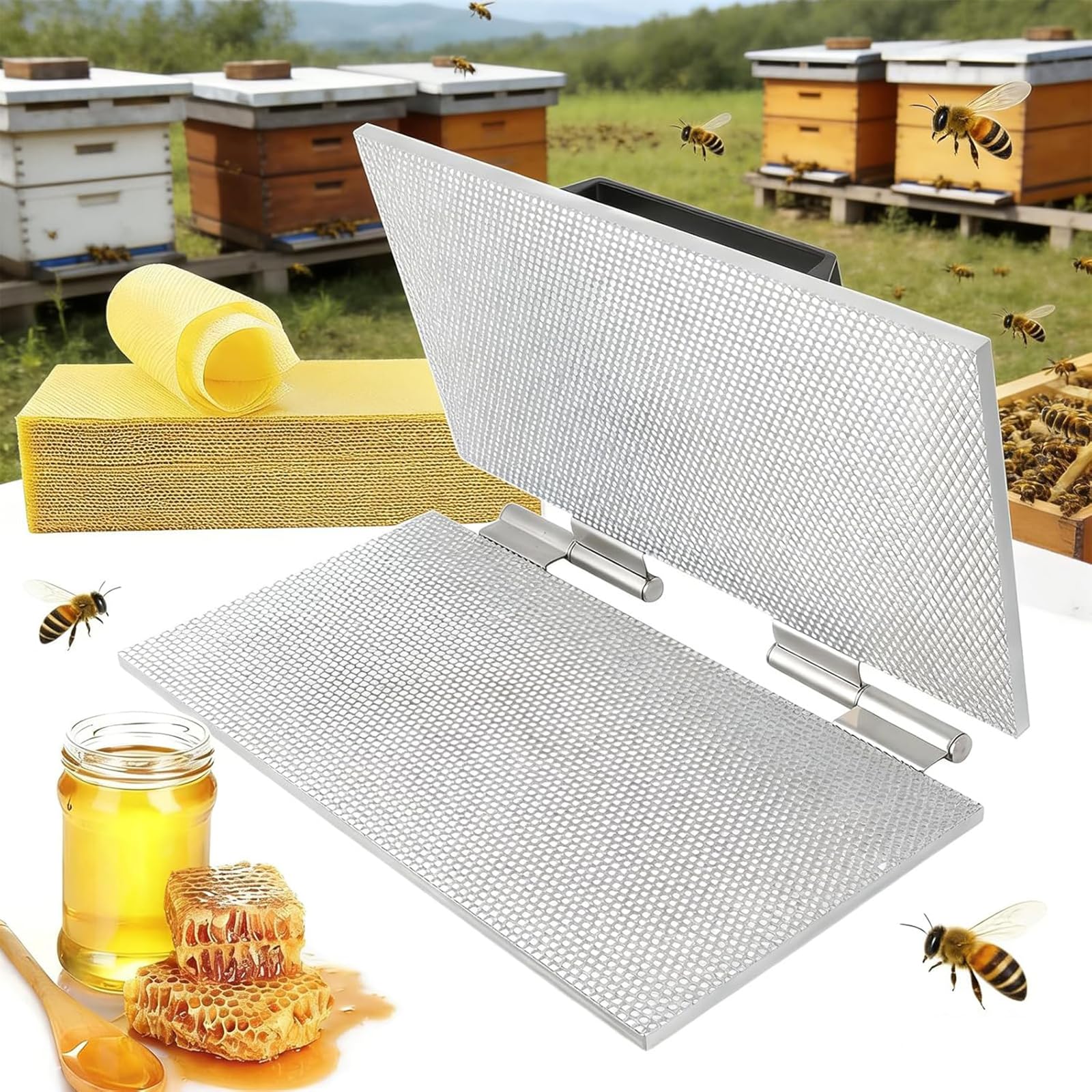 Standard Beeswax Foundation Maker | Dual-Size (4.7MM/5.4MM) Hexagonal Cell Embossing Press for Easy, Fast Nest Foundation Production,4.7MM