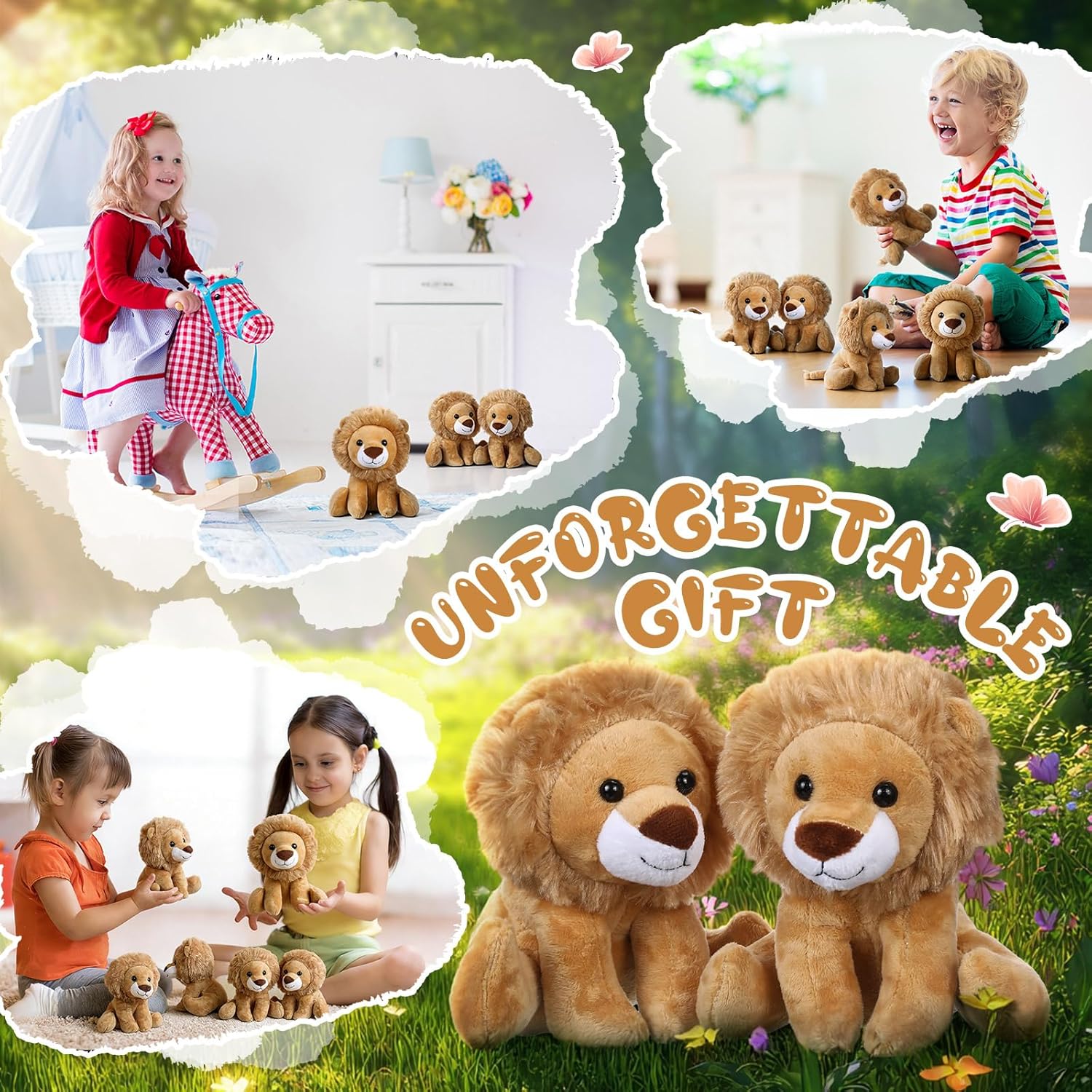 6 Pieces Lion Plush Set 6 Inches Cuddly Lion Stuffed Animal Soft Cuddly Plushie for Boys Girls Birthday Favors Gifts Forest Decor Classroom Prizes - Image 4