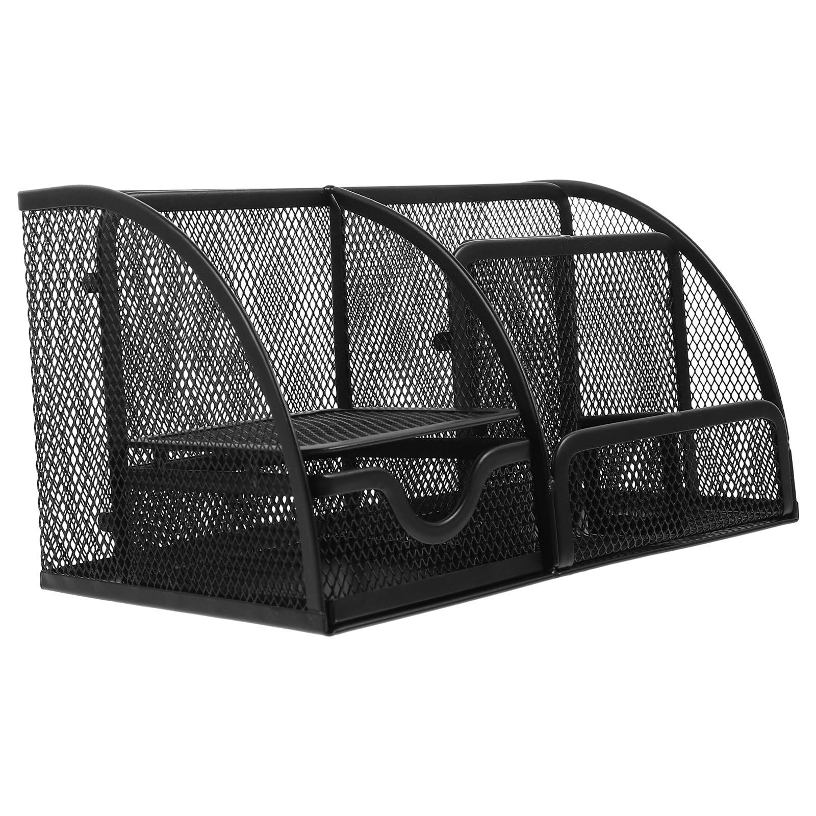 Organiseur de bureau noir en fer avec porte-stylo multifonction pour espace de travail
