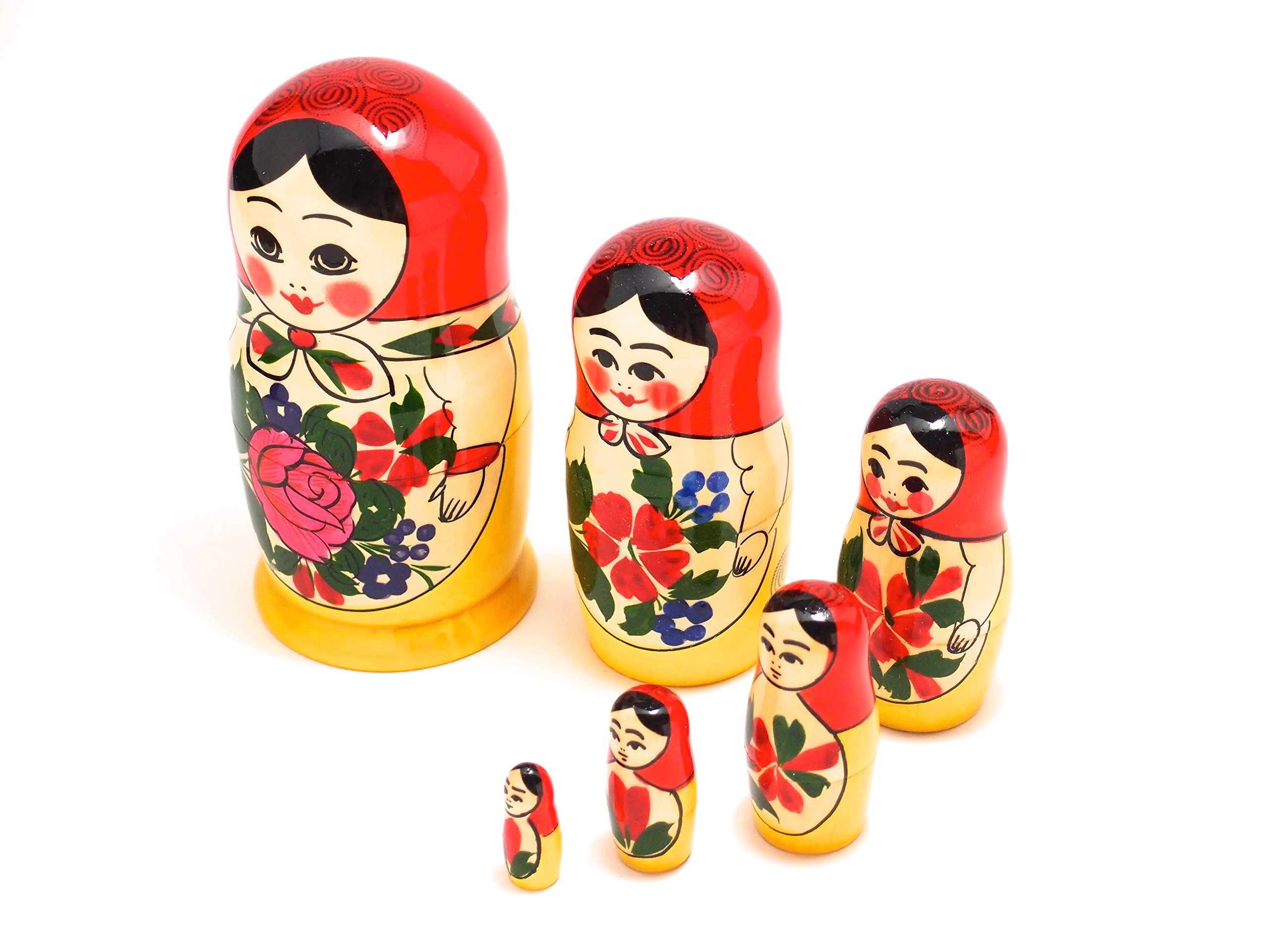 Amazon | セミョーノフ産 マトリョーシカ 6個組 伝統柄 赤 [ロシア