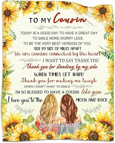 SJEFOJ Manta de regalo para primas para mujer, el mejor regalo para cumpleaños, Navidad, Acción de Gracias, 80 x 60 pulgadas