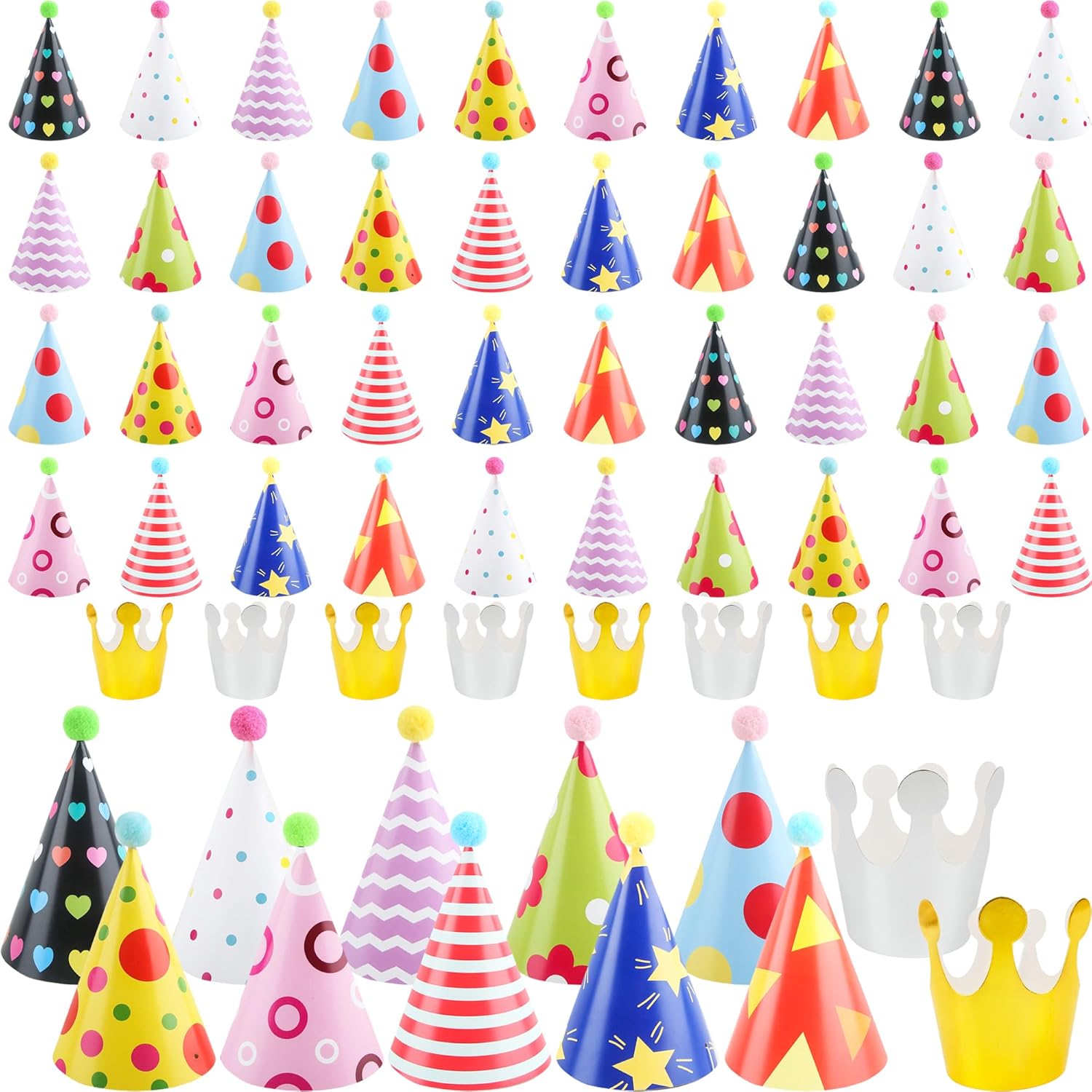 Pai Sence Large Party Hats For Kids Adults Glitter Party Hats With Pom Poms Reusable