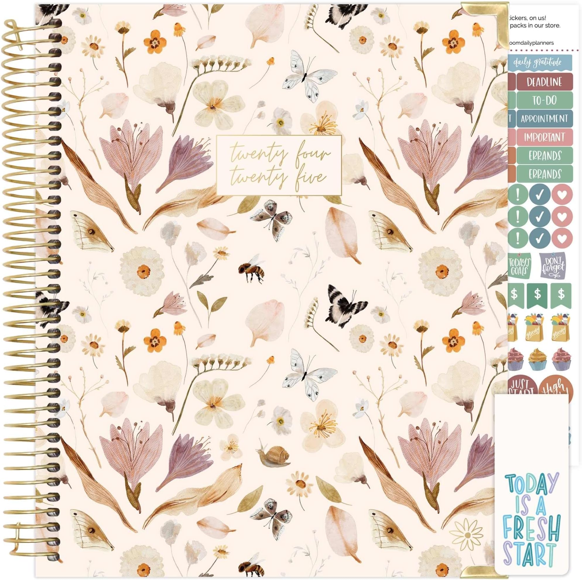 bloom daily planners 2024-2025 Hardcover Academic Year Goal & Vision Planner (July 2024 - July 2025) - Monthly/Weekly Column View Agenda Organizer - 7.5" x 9" - Butterfly Garden