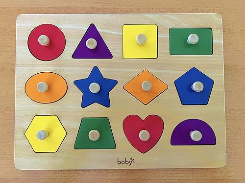 Vista 4 de Dailyfunn Juguete Montessori Rompecabezas de Formas con Clavijas para Bebés de 12-18-24 Meses con Perilla para Infantes-Niños Pequeños de 1-3