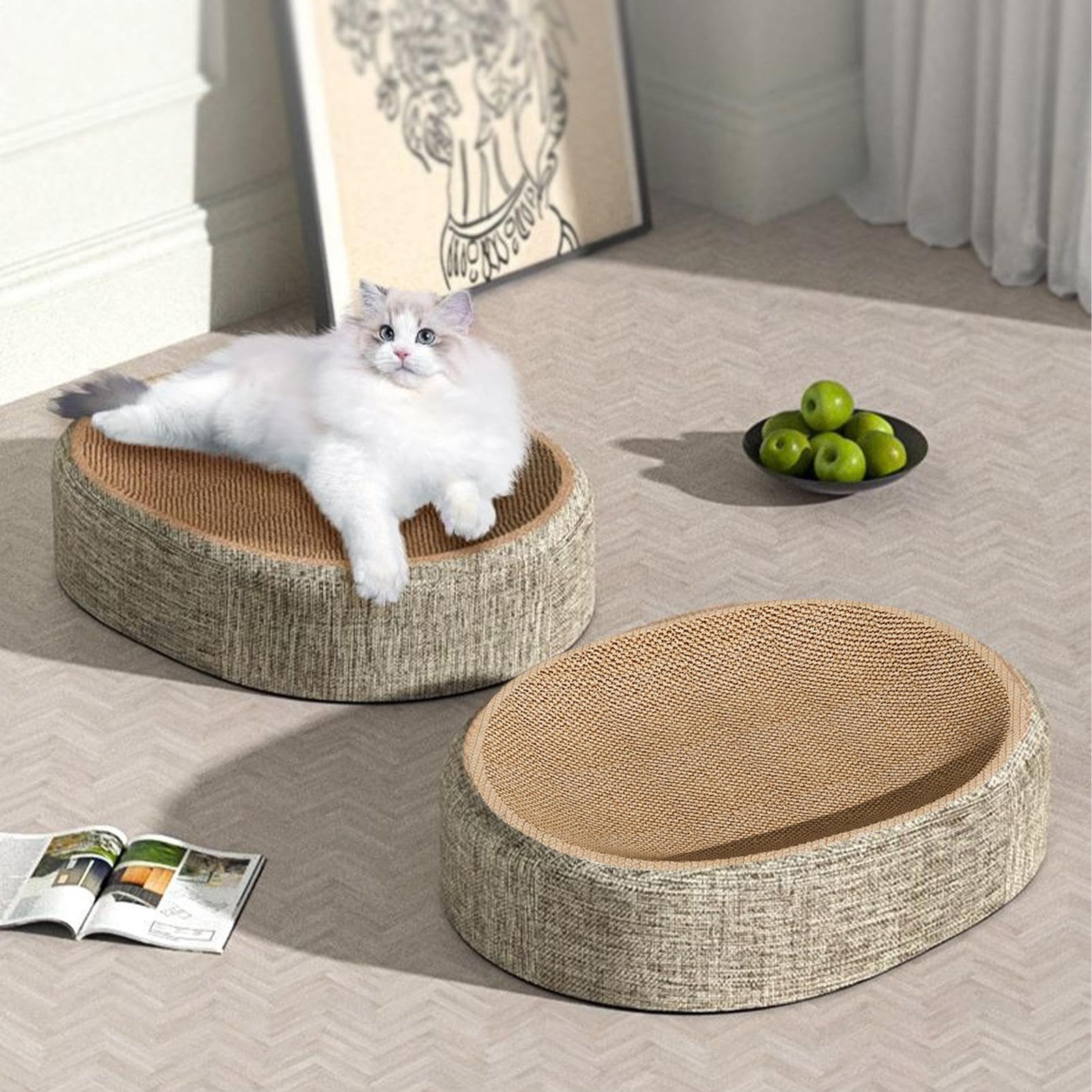 Kratzbrett für Katzen Multifunktionaler Möbelschutz, aktives Spiel und Ruhe | Kratzsofa Für Kätzchen Indoor Katzenmöbel Haustierzubehör Für Wohnungsleben Kätzchen-Training Aktives Ruhe Unterhaltun