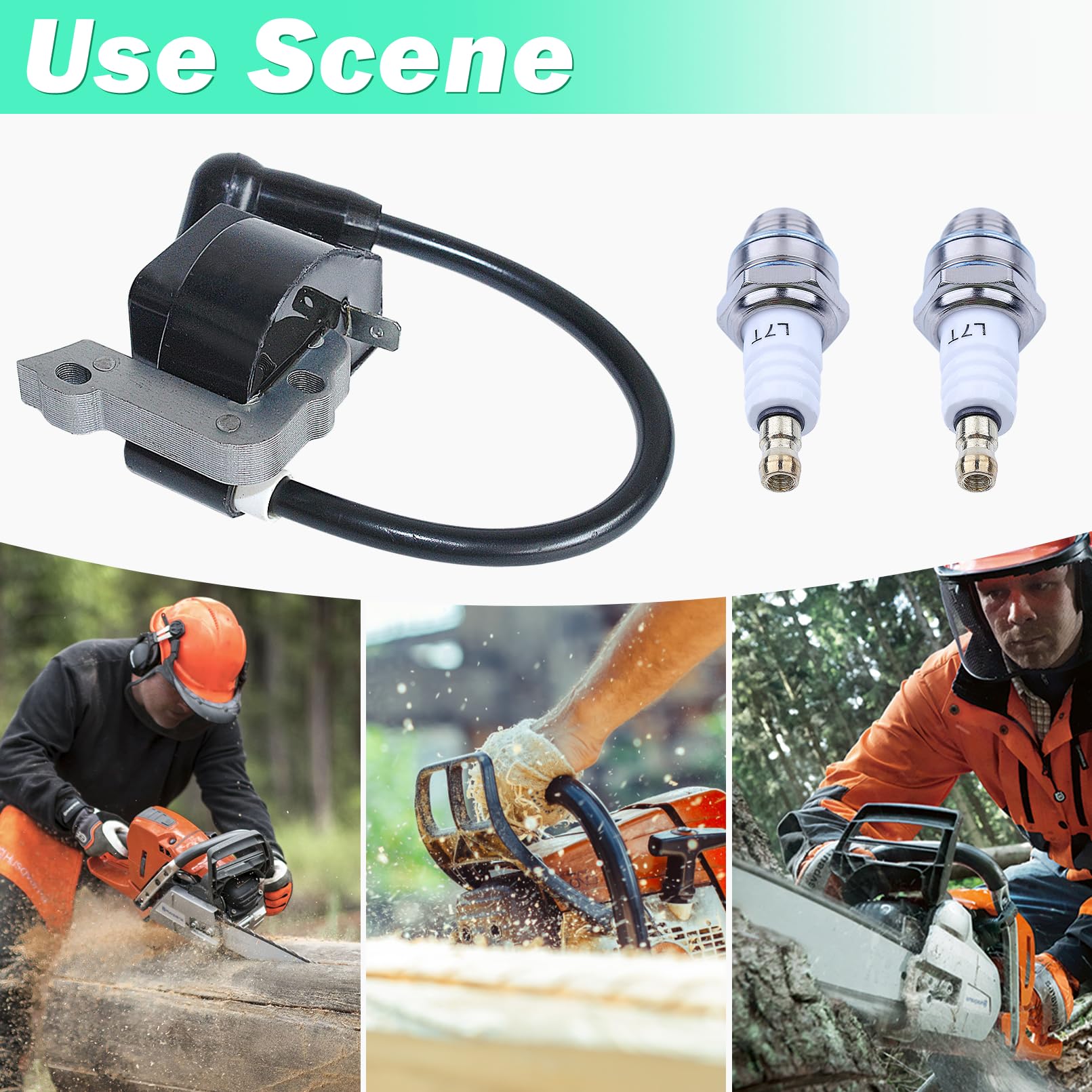 Zündspule für FS38 FS45 FS46 FS55 FC55 HL45 KM55 Freischneider und Motorsense, Adefol Zündspulenmodul mit 2 Zündkerze Langlebiges Zubehör Rasenmäher Ersatzteile Zündspule Modul 4140 400 1300