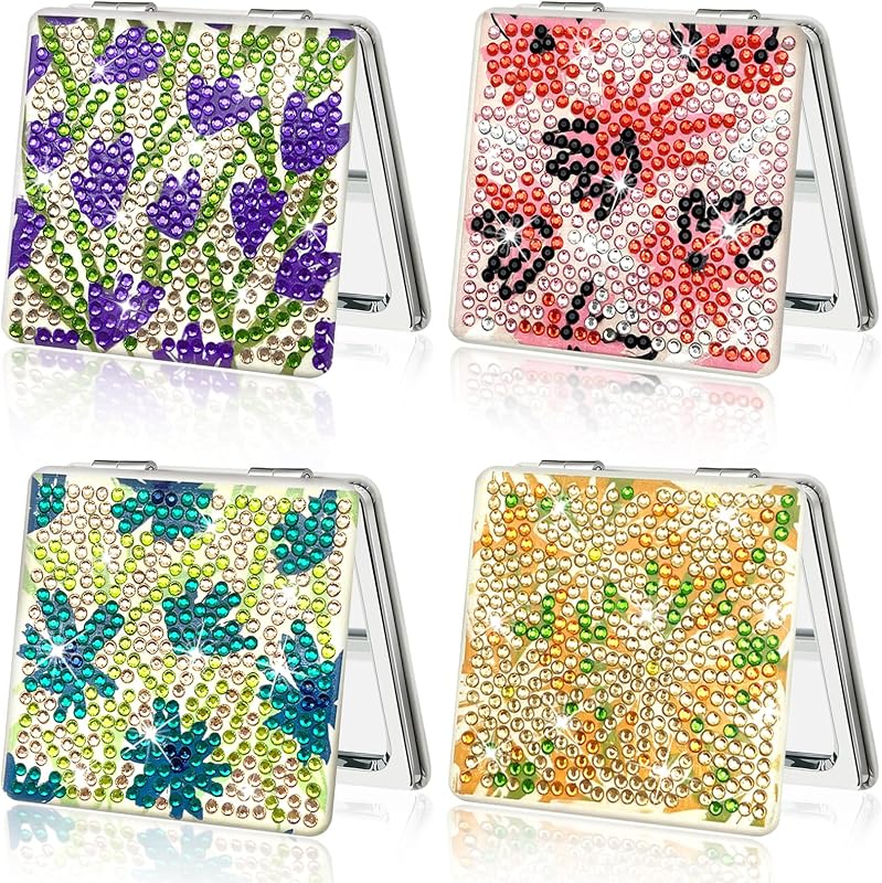Espelho compacto dobrável FILASLFT para pintura com diamantes, Flower, pacote com 4