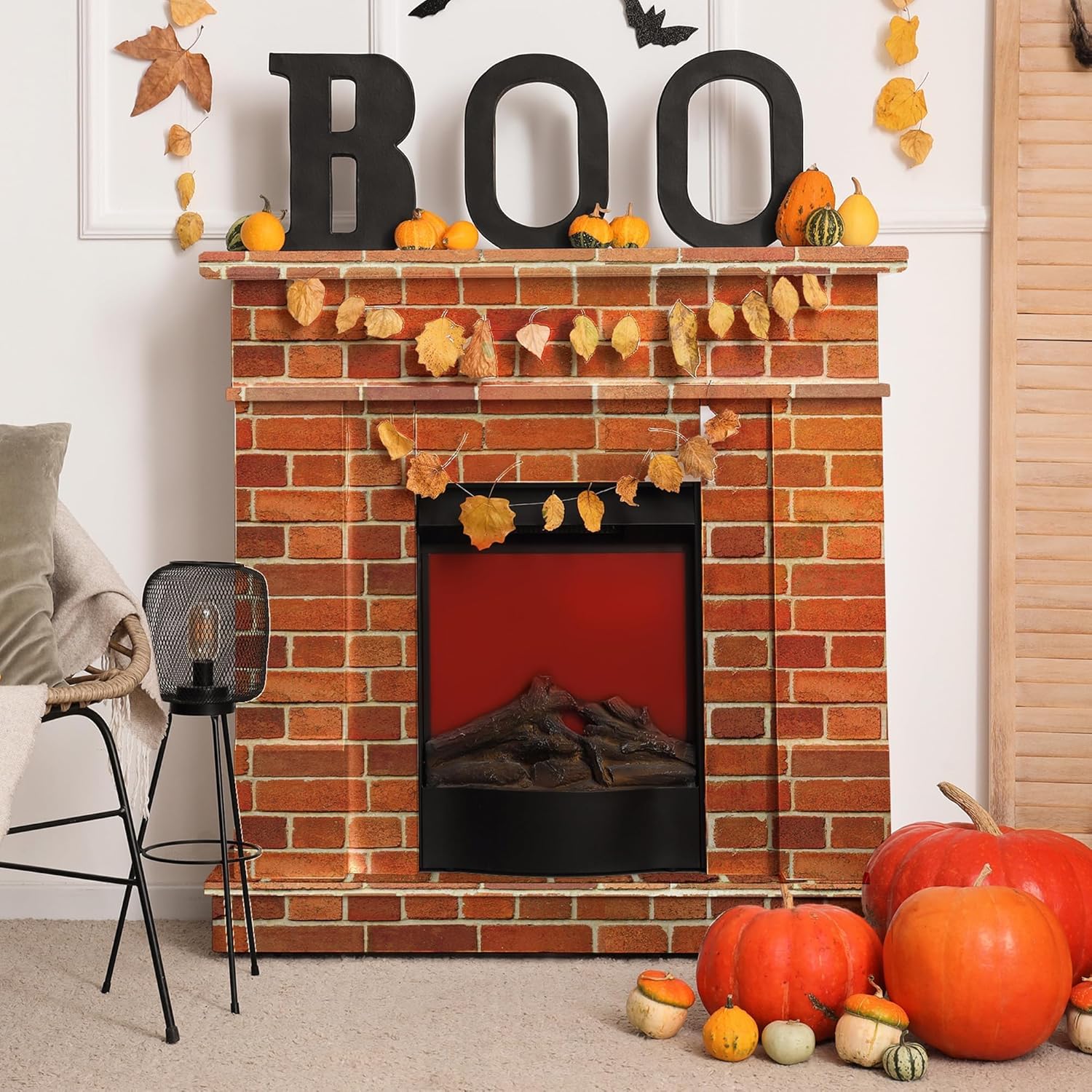 Kochorie 100 Ft x 54 Inch Retro Red Brick Wall Backdrop Tablecloth Roll with Cutter Box Disposable Vintage Stone Brick Door Wallpaper Tablecover for Christmas Halloween Birthday Party Decorations