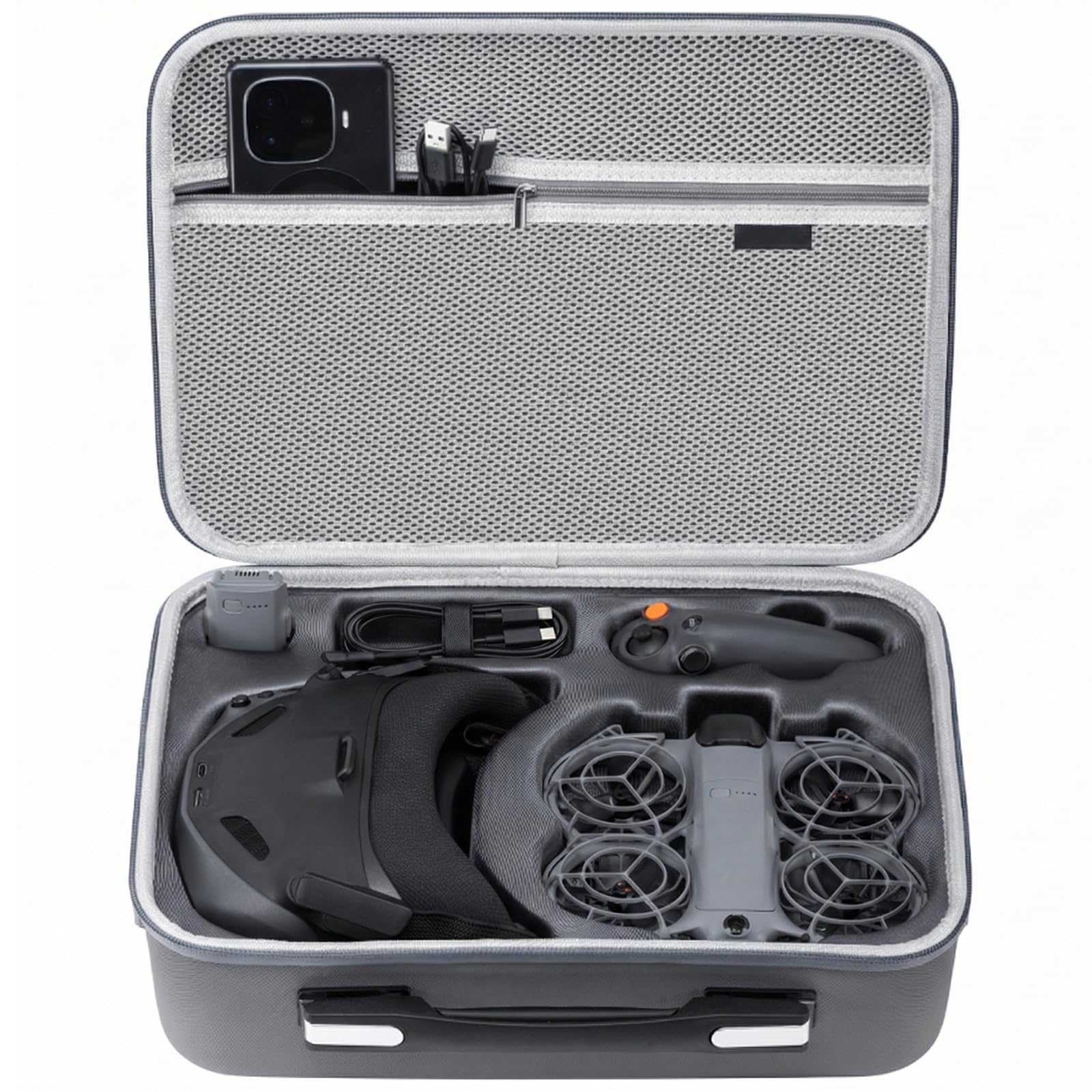 Tragetasche für DJI Neo 2 Motion Fly More Combo, PU Tragbare Reiseschutz Aufbewahrungsschutztasche Schultertasche kompatibel mit Goggles N3 und RC Motion 3 Fernbedienung, Ladeschabel Drohne Zubehör