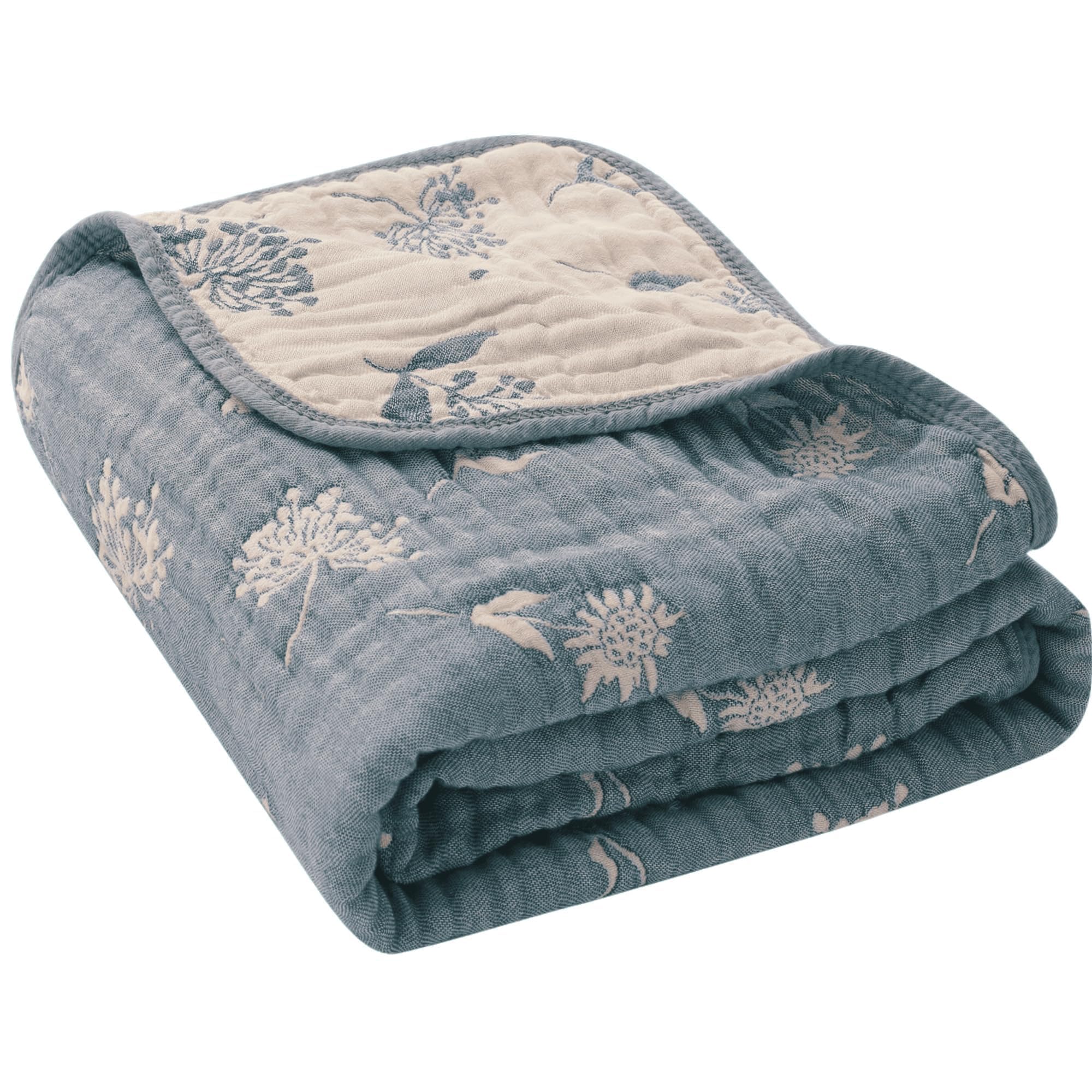 Muslin Baby Blanket Organic Cotton Blend Jacquard (Botanical,43")