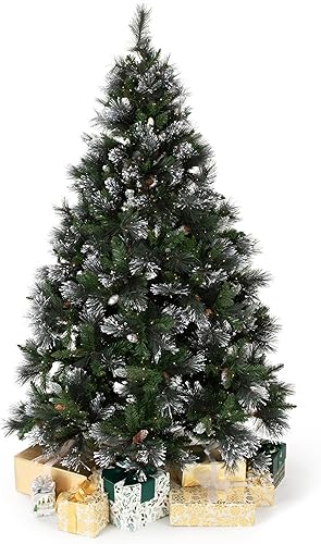 Miniatura 9 de Papyrus Árbol de Navidad artificial preiluminado de 9 pies, pino de Carolina, conos de pino, luces blancas cálidas, incluye soporte y bolsa de