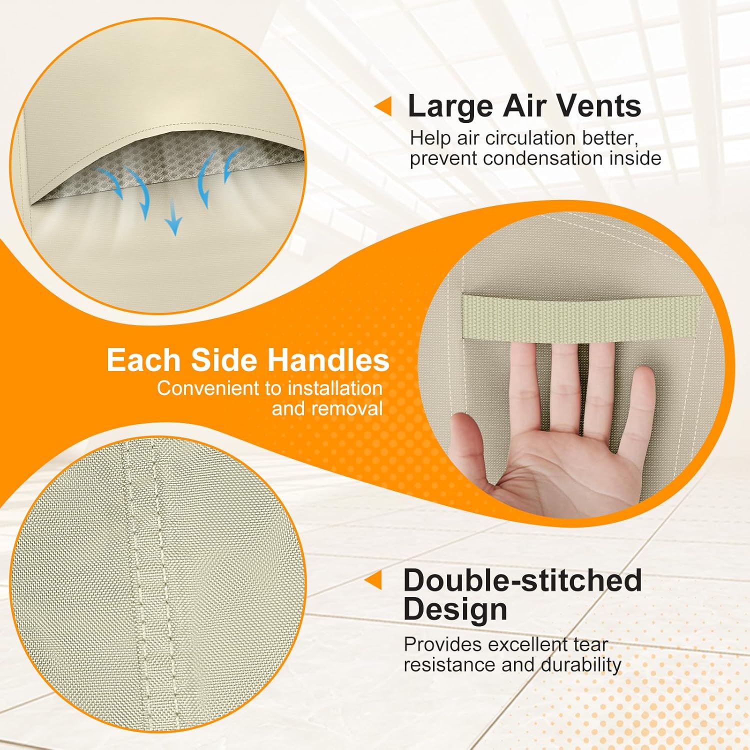 Patio Chair Covers Waterproof Heavy Duty Outdoor Furniture Cover with Air Vents for Lounge Lawn Deep Seat Outdoor Chair Beige & Brown 32W x 37D x 36H Inches (4 Pack)