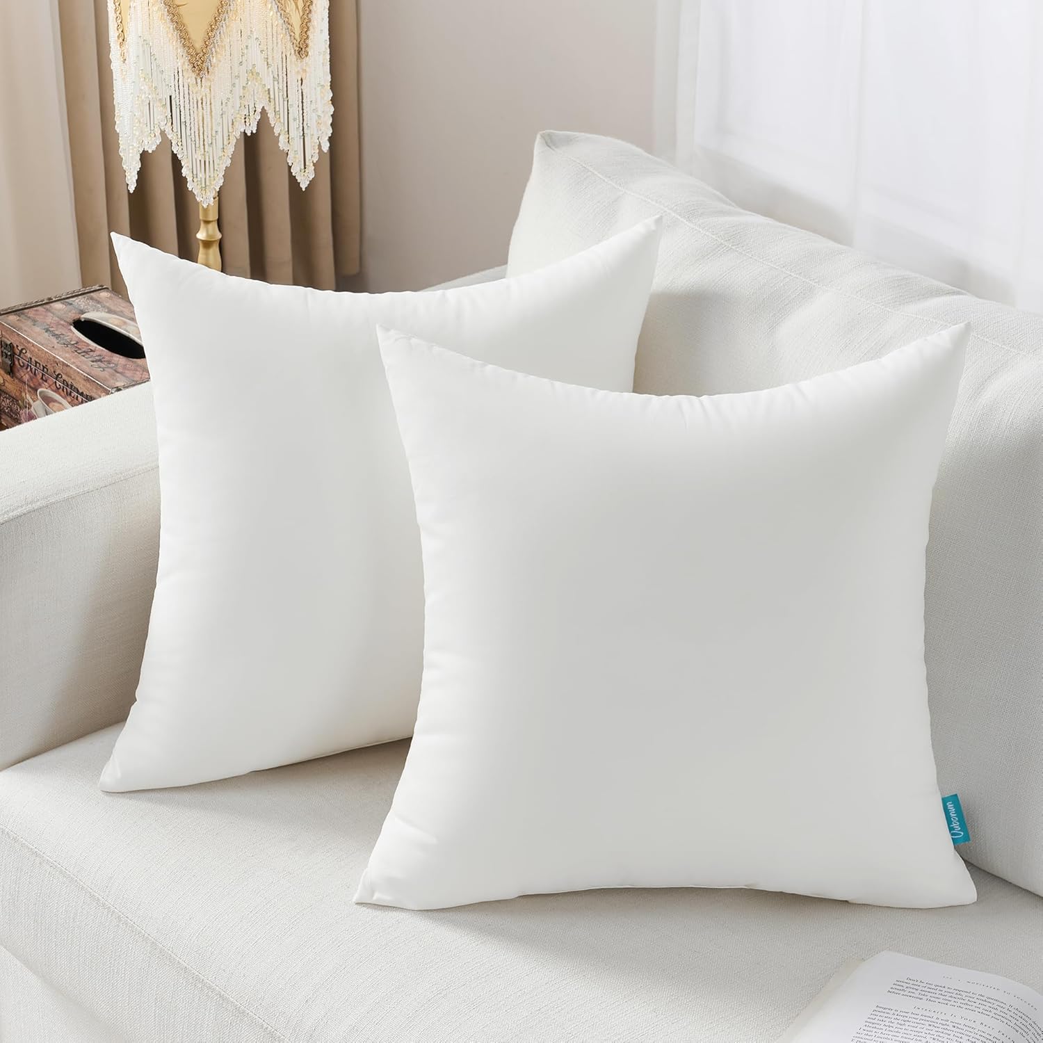 Oubonun 22x22 Waterproof Outdoor Pillow Inserts – Set of 2 Firm & Fluffy, Water Resistant Throw Pillows for Patio, Garden, Porch, or Indoor Decorative