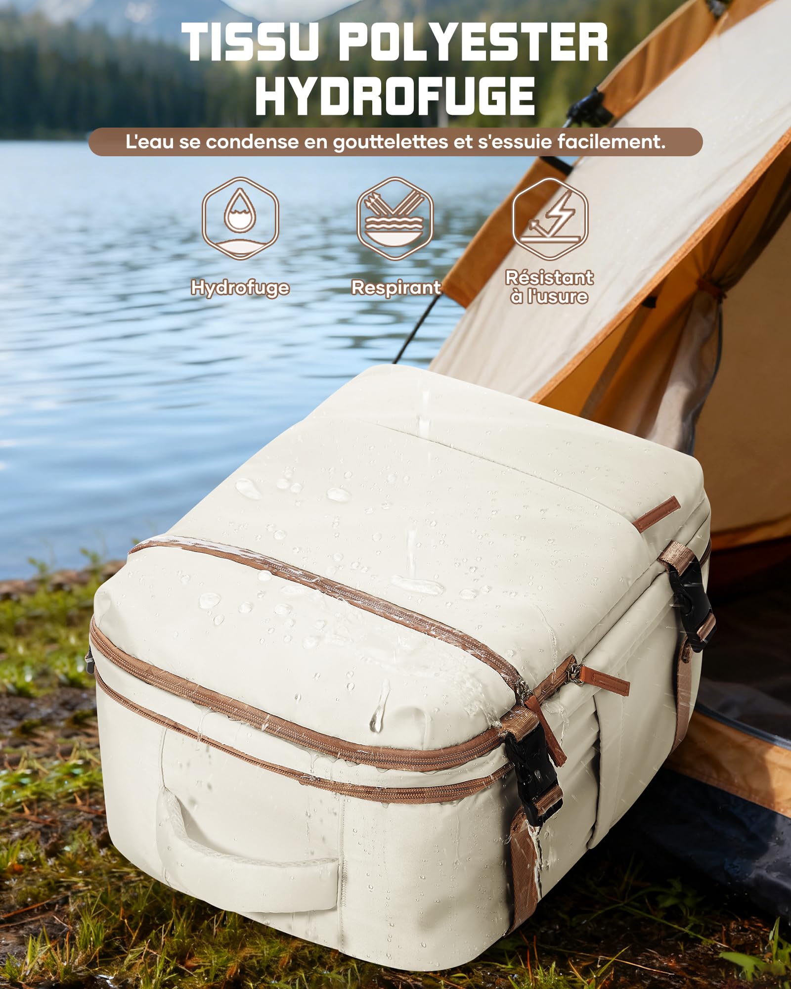 suradar Bagage Cabine 40x30x20 Sac Ryanair Sacs a Dos Voyage Cabine Avion 40x30x20 pour Wizzair Eurowings avec Sac Humide Sacs à Dos Ordinateur Portable 14 Pouces Homme Femme Beige et marron