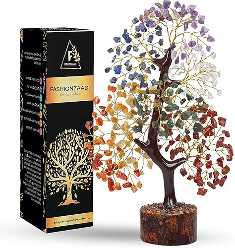 FASHIONZAADI Árbol de la vida de 7 chakras, cristales y piedras curativas, regalos de cumpleaños para mujeres, árbol de cristal para energía