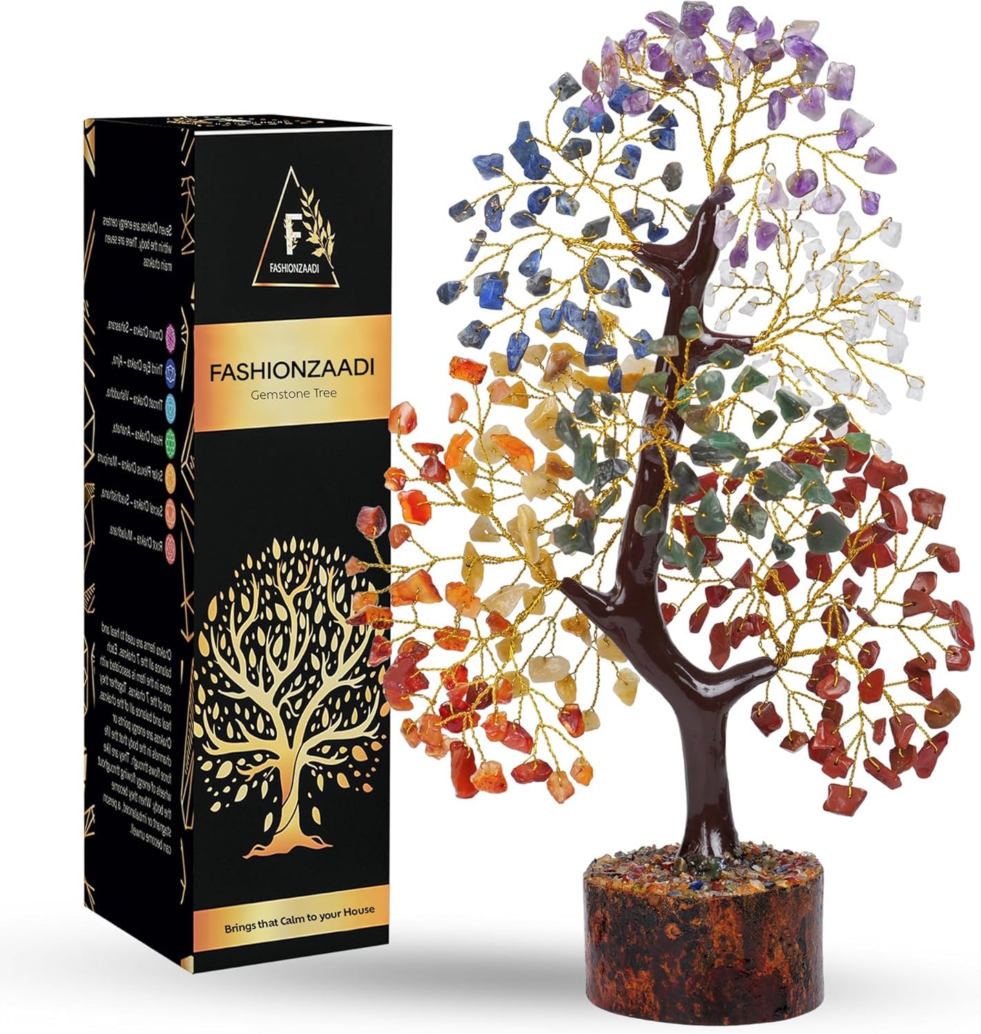 Seven Chakra Tree of Life, Artificial Tree, Crystal Tree for Positive Energy - Feng Shui Tree, Money Tree, Handmade 7 Chakra Tree, Stone Tree, Healing Crystals, Spiritual Gifts, Gifts for Women