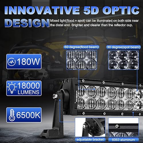 Miniatura 6 de Auxbeam - Barra de luz LED curvada de 32 pulgadas, haz combinado de inundación puntual de 180 W, luces de conducción todoterreno con reflectores 5D,