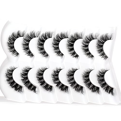 Miniatura 295 de Pooplunch Pestañas postizas de pelo de visón sintético, estilo de ojo de gato, paquete de pestañas postizas naturales esponjosas, paquete múltiple