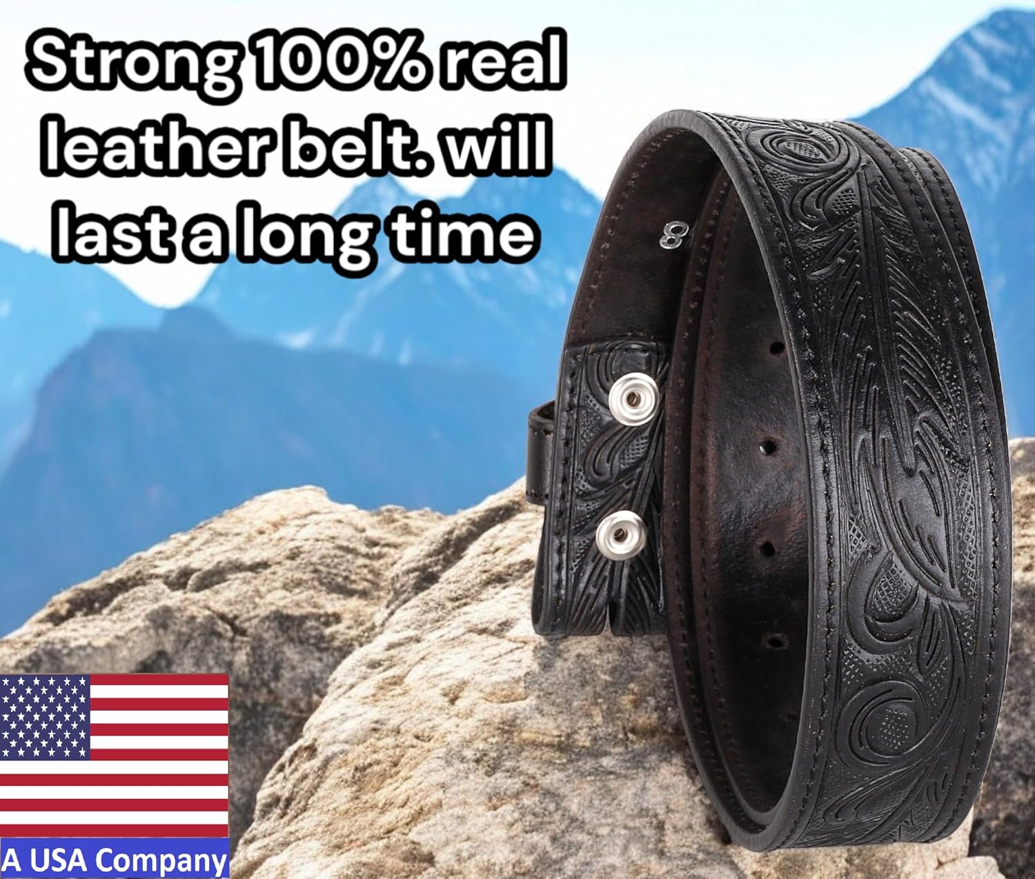F&L CLASSIC Western Belt without buckle for men – Full Grain Leather Cowboy Belts for jeans - One Piece Leather strap belt - Image 2
