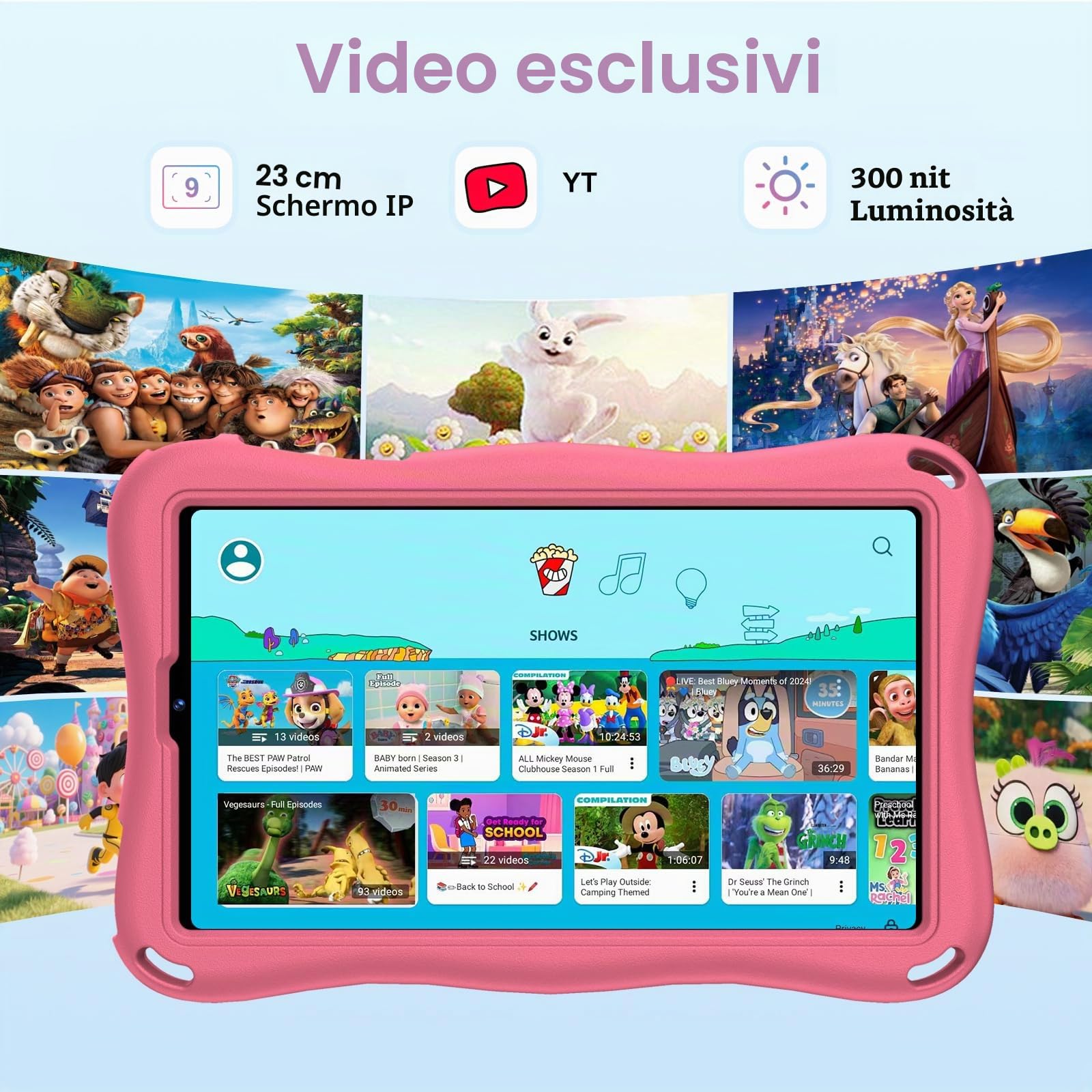 Tablet 9 Pollici Android 15 con Gemini AI, 32GB ROM + Espandibile 2TB, Octa-Core, Widevine L1, WiFi 5G,1340 x 800, BT5.0, Fotocamere 8MP/5MP, 5000mAh, Tablet con controllo parentale – Rosa