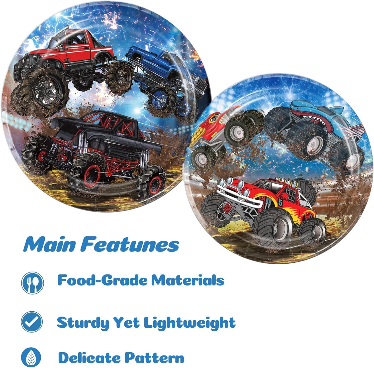 Monster Truck Racing Car Party Tableware, Monster Party Truck Party Supplies Birthday Decoration for Kids Birthday Table Decoration (Race)