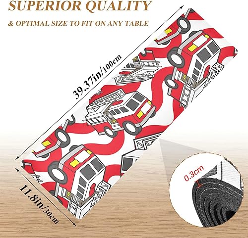 Miniatura 2 de Salvamanteles largos de camión de bomberos para ollas y sartenes calientes, camino de mesa resistente al calor e impermeable para platos calientes,