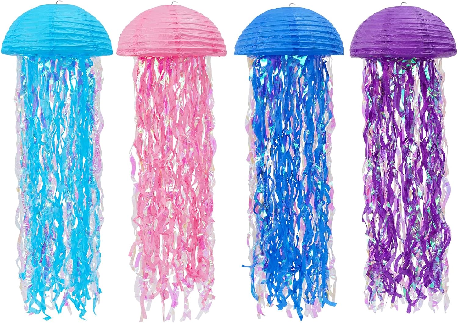 Jellyfish Paper Lanterns Under The Sea Party Decorations Hanging Colorful Jellyfish Lanterns for Baby Shark Mermaid Birthday Party Decorations Baby Shower Classroom Decor Pack of 4 Colorful