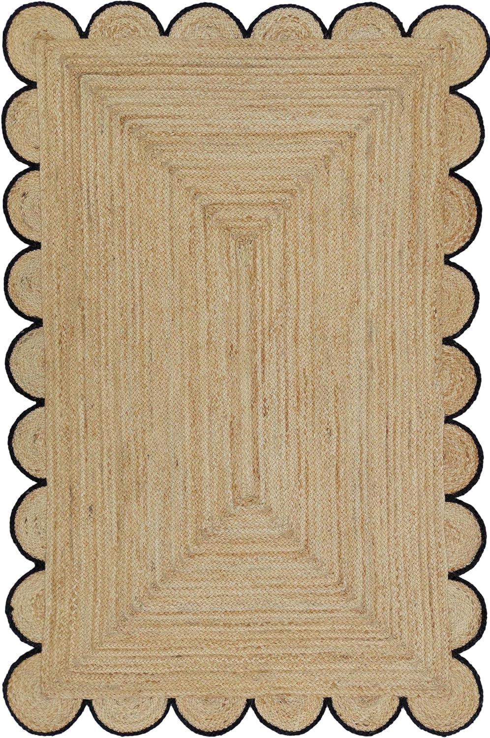 Handmade Braided Hand Crafted eco-Friendly Scalloped Jute Floor Area Rug-Floor Carpet Rug-Floor Runner Rug-Bed Side Runner Rug, 2.6 x 10 Feet (75 cm x 300 cm)
