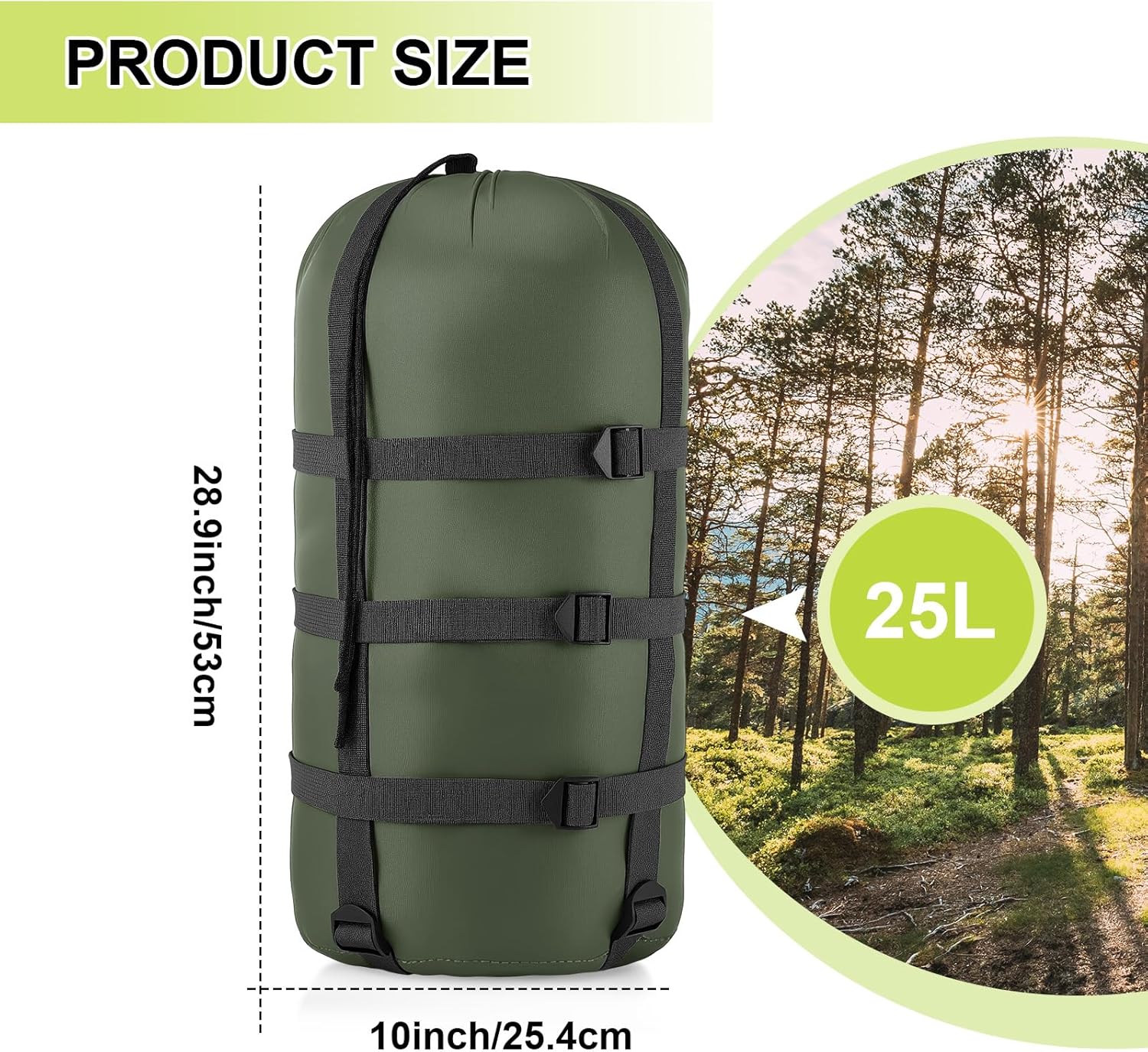 Compression Sack for Sleeping Bag Store Ultralight Sleeping Bag Compression Stuff Sack 15l 25l Space Saving Gear for Travel Camping Hiking Outdoor - Image 2