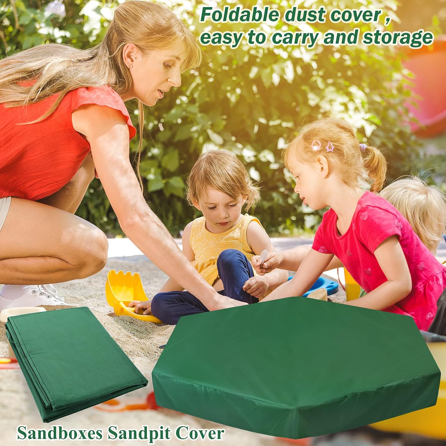 Sandbox Cover, Hexagon Sandbox Sandpit Cover with Drawstring Waterproof Sandbox Pool Cover Oxford Protective Cover for Sandpit Canopy Sand Toys Protection Cover for Outdoor (230X200cm)