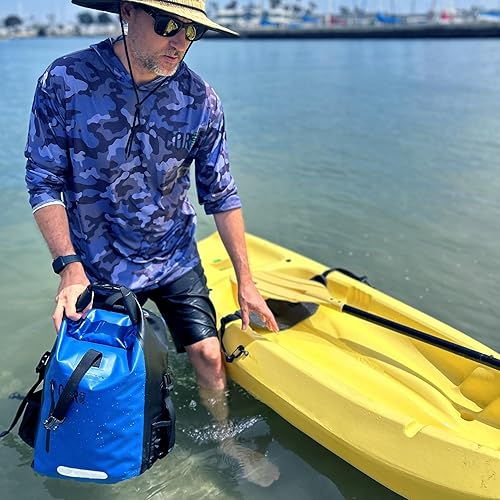 Miniatura 6 de COR Surf Mochila impermeable con funda acolchada para laptop, paquete enrollable resistente (azul oscuro, 40L)