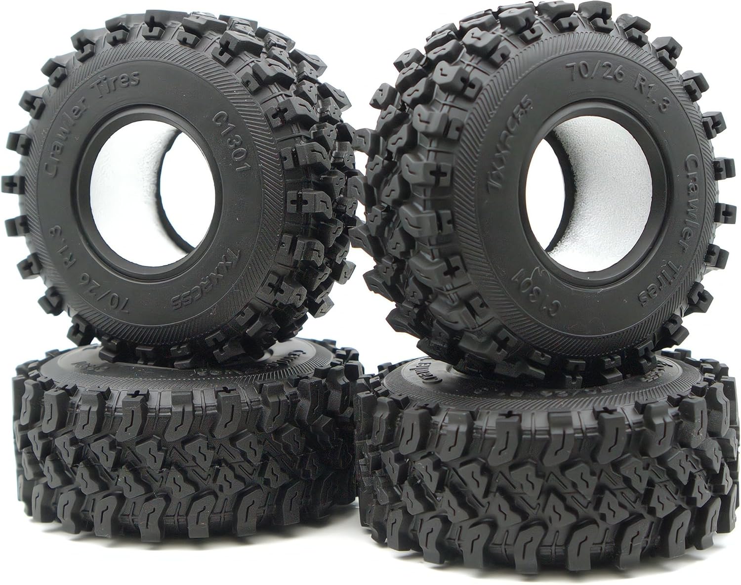 1.3 Inch Sticky Soft Tires 70 * 26mm for TRX-4M SCX24 1/18 1/24 Wheels Upgrades, High Viscosity RC 1.3 Crawler Tires Rubber Tyre (C1301)