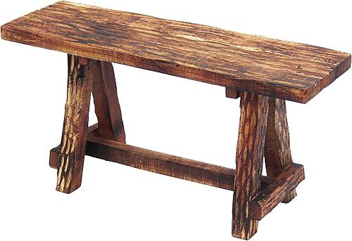 The Urban Port Banco de jardín de madera para patio con grabado retro, marrón capuchino