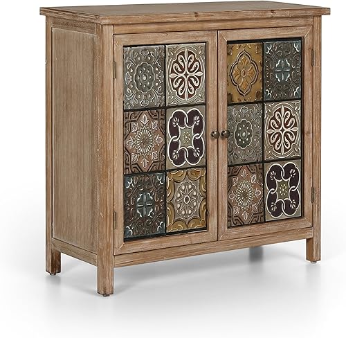 Miniatura 8 de PHI VILLA Armario Accent - Almacenamiento de entrada para sala de estar, buffet pequeño, 2 puertas, rústico