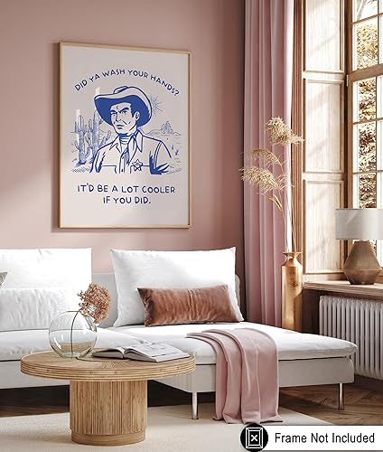 Miniatura 6 de Poster Master Blue Did Ya - Póster con estampado retro de vaquero - Arte occidental - Arte moderno - Decoración de pared de baño humorística -