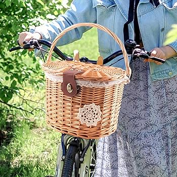 Amazon | Prasku 自転車前かご バスケット 手編み天然藤