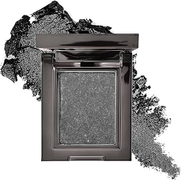Black Eyeshadow, Shimmer Eye Glitter, Smokey Goth Eye Shadow, Sparkling Metallic Long Lasting Waterproof, Black Gothic Single Make up Palettes for Women Halloween Christmas Gifts