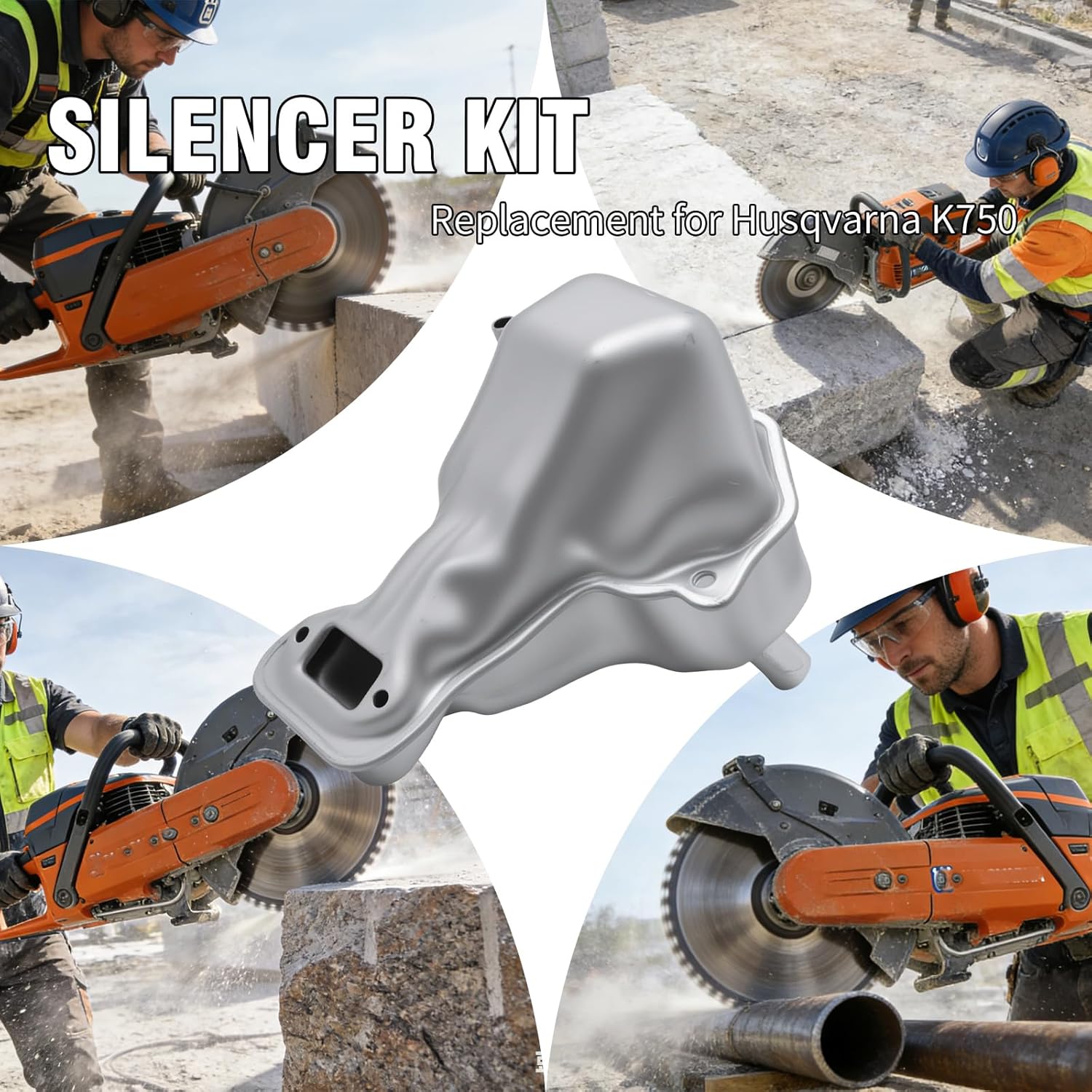 587668702 506364203 506364204 Muffler Assembly Kit Replacement for Husqvarna K750 K760 Concrete Saw Power Cutter