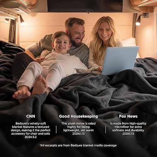 Miniatura 4 de Bedsure - Manta de vellón, tamaño king, suave, ligera, afelpada, acogedora, mullida, de microfibra de lujo, color negro, 108 x 90 pulgadas
